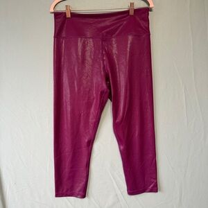 Zyia Active Womens Hi Rise Metallic Crops Size 14-16 Pink Yoga Fitness Running